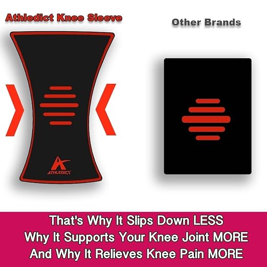 ATHLEDICT Knee Brace Compression Sleeve with Strap for Best Support & Pain Relief for Meniscus Tear, Arthritis, Running, Basketball, MCL, Jogging & Surgery Recovery for Men & Women (XXL)