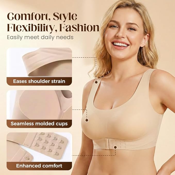 Posture Corrector Bra for Women, Wireless Push Up Bralette Full Coverage Back Support Brasieres