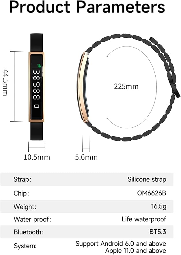 Health Smart Bracelet,Fitness Tracker with Heart Rate, Sleep Monitoring, Blood Oxygen, Step Counting for iOS and Android, No Subscription Fee, Waterproof(Gold)