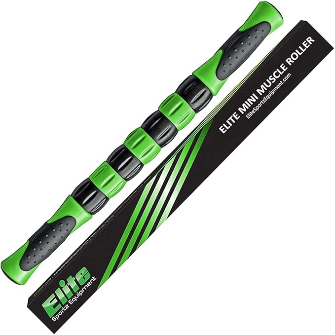Elite Massage Roller Stick Targets Sore, Tight Leg Muscles to Prevent Cramps and Release Tension. It's Sturdy, Lightweight, Smooth Rolling and Thankfully This Lifesaver has Comfortable Handles.Green