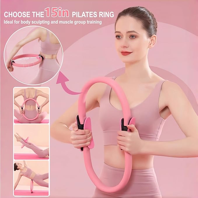 Nuplot Pilates Equipment, Pilates Kit for Home Workouts, Pilates Essentials Kit for Women, Home Pilates Kit with Pilates Ring and Ball Set, Booty Bands, Figure 8 Resistance Band, Yoga Band