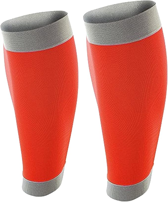 Spiro Adult Unisex Contrast Compression Calf Guards (M) (Orange/Gray)