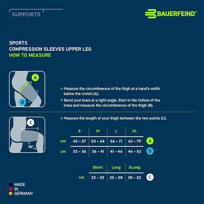 Bauerfeind Sports Compression Upper Leg Sleeves (1 Pair) - Thigh & HamstringCompression for Improved Blood Circulation