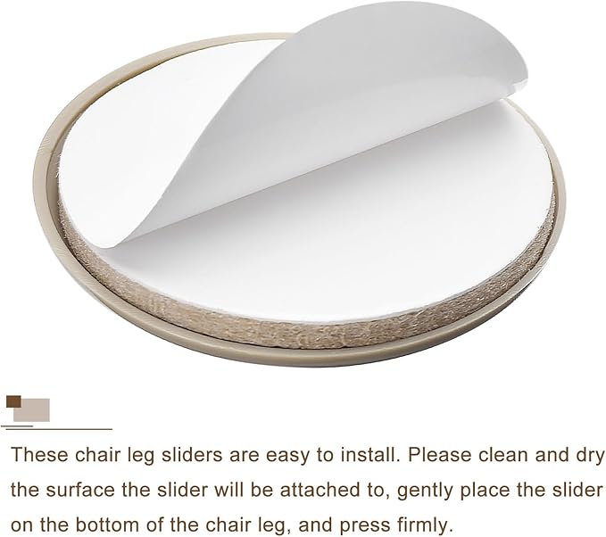 uxcell Furniture Sliders, 8Pcs 2 3/4" - Plastic Self-Adhesive Round Sliding Pads, Chair Glides for Carpeted Tile Vinyl Hardwood Floors (Grey)
