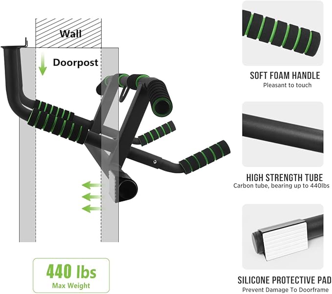 2026 Upgrade Multi-Grip Pull Up Bar with Smart Larger Hooks Technology - USA Original Patent, Designed, Shipped, Warranty