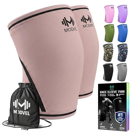 Modvel Strength 7mm Knee Sleeves (Pair) for Weightlifting & Powerlifting (USPA, IPL Approved) | High-Performance Knee Compression Support For Squats, Weight Lifting - Men and Women