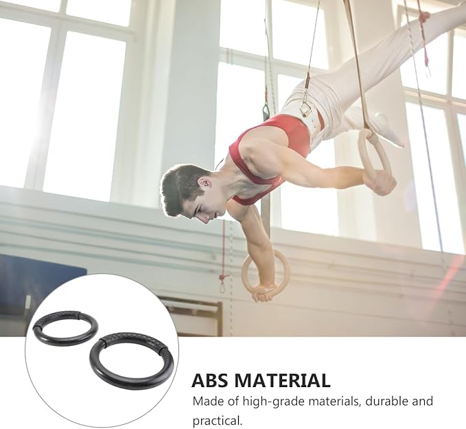 BESPORTBLE 1 Pair ABS Gymnastic Ring Fitness Rings (Black)