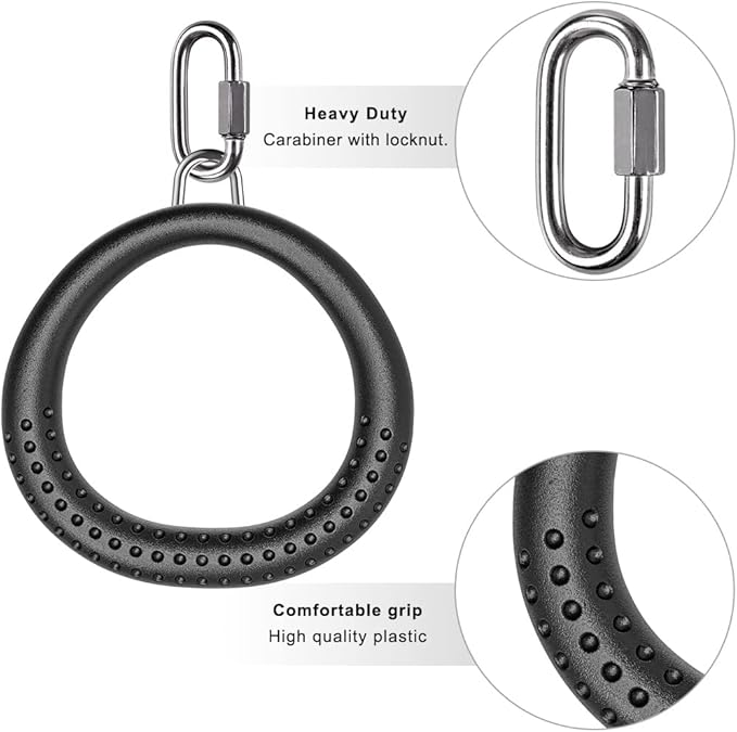 Dolibest 2 Pack of Ninja Gymnastic Rings,Monkey Ring Outdoor Backyard Ninja Accessories Set,Swing Bar Rings Obstacle Course for Training Equipment for Teens,1000LB Capacity