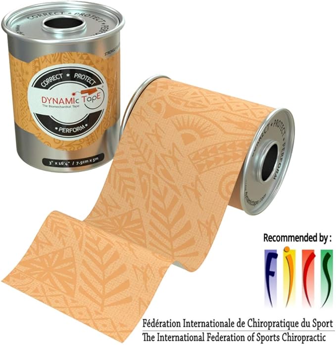 Dynamic Tape Original - Biomechanical Athletic Tape | 4 Way Stretch & Stronger Recoil than Kinesiology Tape | Designed for Muscle & Joint Load Management | Perfect for High-Load Sports (3" Beige Roll)