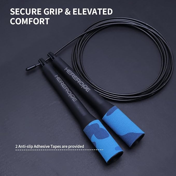 Speed Jump Rope for Men Women, Hererope Speed Rope With Dual Bearing System, 2 Cables, Adjustable Jump Rope for Boxing, CrossFit, HIIT & Strength TrainingDouble Unders, Fitness Workouts Training