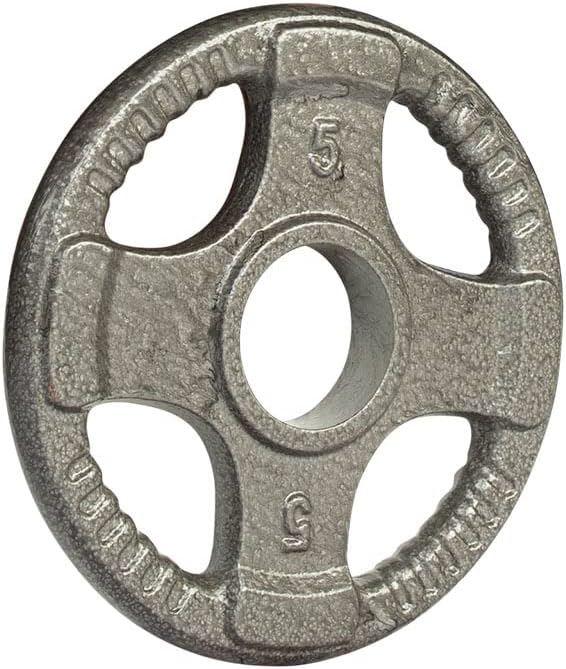 Body Solid Olympic Quad Grip Weight Plate - Cast Iron Barbell Workout Plates, Suitable for Strength Training, Weightlifting, Crossfit Weights for Home & Commercial Gym