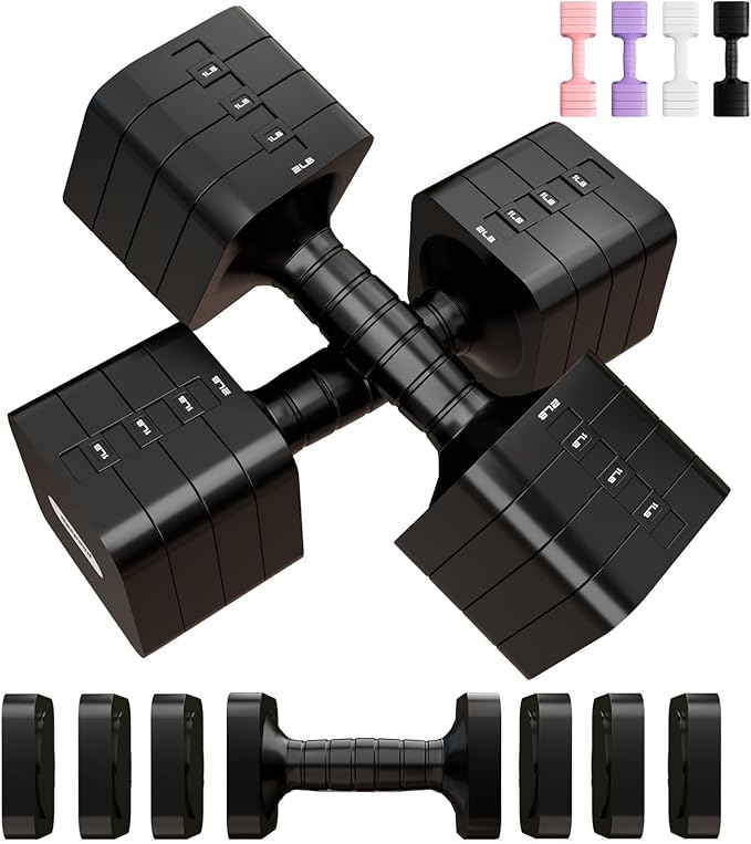 16LBS/20LBS Dumbbells Sets Adjustable Dumbbell Set Hand Weights for Women Men Free Weights Dumbbells Set Exercise Fitness dumbbell sets of 2 for Home Gym Workout Strength Training Equipments