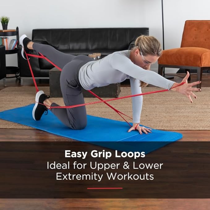 THERABAND CLX Resistance Band with Loops, Fitness Band for Home Exercise and Full Body Workouts, Portable Gym Equipment