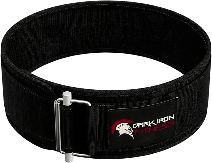 Dark Iron Fitness Self-Locking Weight Lifting Belt for Powerlifting, Squats, Premium Gym Core & Back Support, Weightlifting Training Equipment