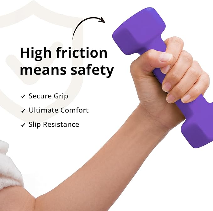 Portzon Weights Dumbbells with Neoprene Coating（Single）, 1LB-3LB Anti-Roll, Anti-Slip, Hexagonal Home Fitness Equipment for Shoulder, Neck, and Hand Training for Seniors over 55 old
