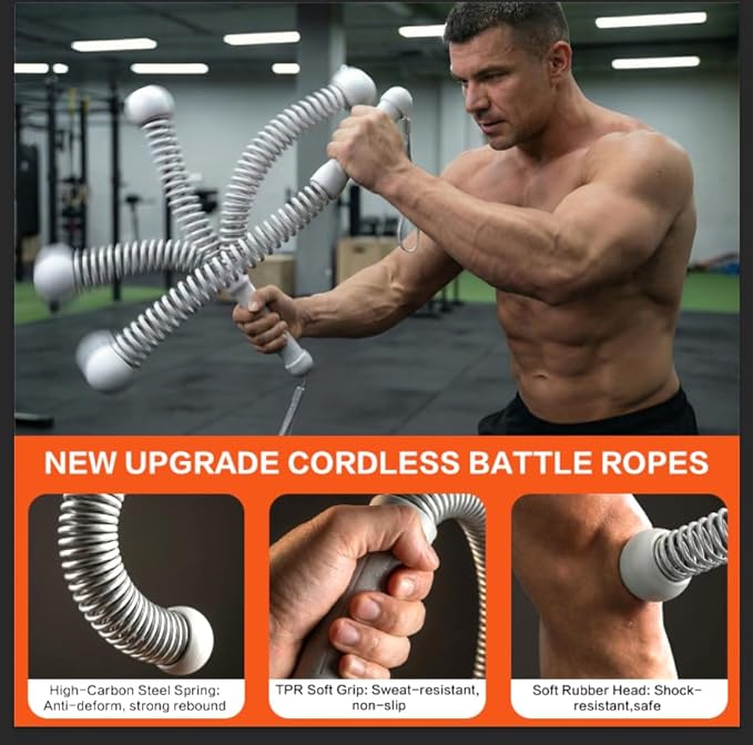 Ropeless Battle Ropes for Home Gym, Portable Cordless Weighted Battle Ropes with Storage Bag, High Calorie Burn for Men & Women, Fitness Equipment for HIIT & Low-Impact Aerobic Training