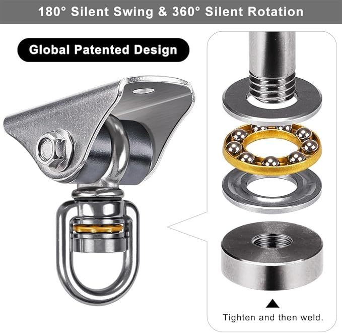 BeneLabel Silent Swing Hanger with Bearing Stainless Steel Hanging Chair Mount 1000 LB Capacity Swing Mount 360°Swivel Hook for Hammock Chairs, Porch Swings, Punching Bags
