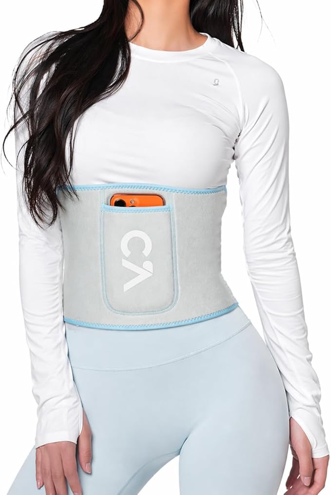 Waist Trimmer Belt for Men & Women – Silver Ion Sweat Belt, Anti-Slip Sauna Trainer, With Pocket & Precision Fit