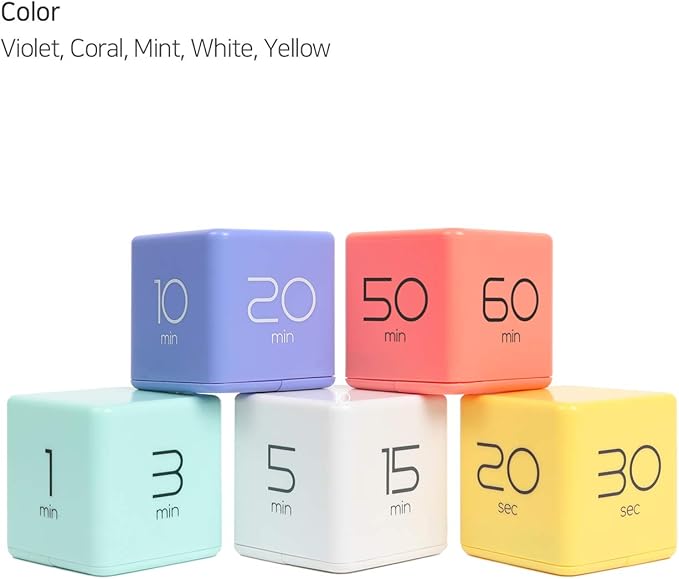 mooas Cube Timer (Mint), Flip Timer Productivity Timer, Time Management, Block Timer Kids Cube Timer Kitchen Timer Desk Timer for Studying Workout Classroom 1, 3, 5, 10 min Timer Setting