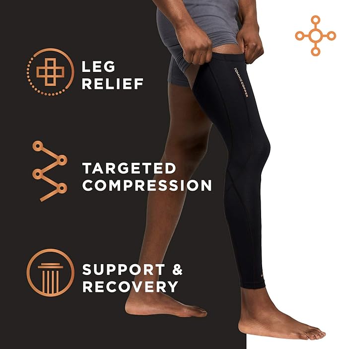 Tommie Copper Performance Compression Leg Sleeve, Unisex, Men & Women | Breathable Support for Muscle Fatigue & Recovery