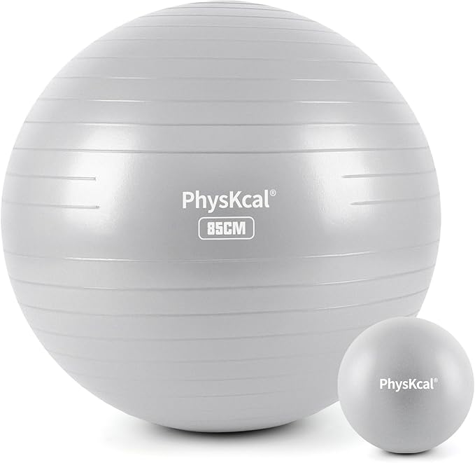 PhysKcal Yoga Ball for Exercise, Pilates Set, 4 Sizes Fitness Ball for Workout, Birthing, Pregnancy, Physical Therapy- Pump Included
