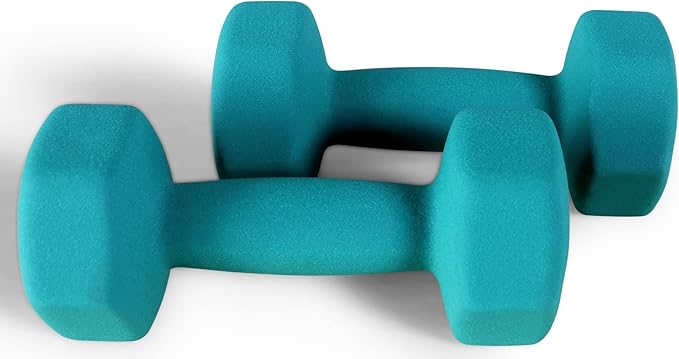 Fitvids Neoprene Dumbbell Hand Weights, Anti-Slip, Anti-roll, Hex Shape Colorful, Pair or Set with Stand
