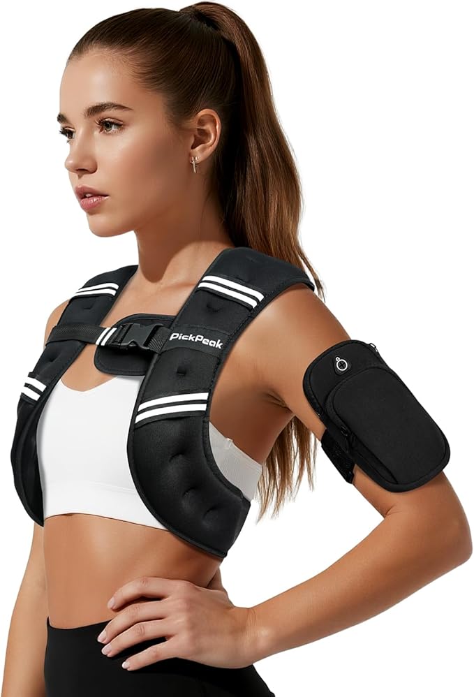 Weighted Vest for Woman Man 5lb/6lb/8lb/12lb/15lb/20lb/25lb/30lb Weighted Vest for Walking, Strength Training Weight Vest with Adjustable Buckle Detachable Phone Pouch for Running Workout