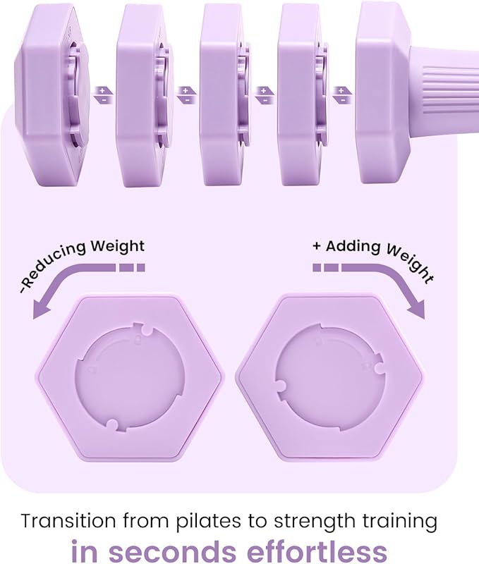Adjustable Dumbbells Set, 4 in 1 Hand Weights Set for Women Men 10 LB/ 12 LB Dumbbell Pair Each 2lbs 3lbs 4lbs 5lbs Weights Dumbbells Set with TPU Soft Rubber Handle for Home Gym Exercise Fitness