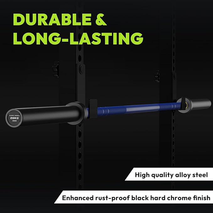 Olympic Barbell, 45lb 2-inch Weight Bar for Bench Press, 7ft Olympic Power Bar, 1000 lb/1500 lb High-Capacity, Hard Chrome, Knurled Grip, Strength Training Deadlift Weightlifting Squat