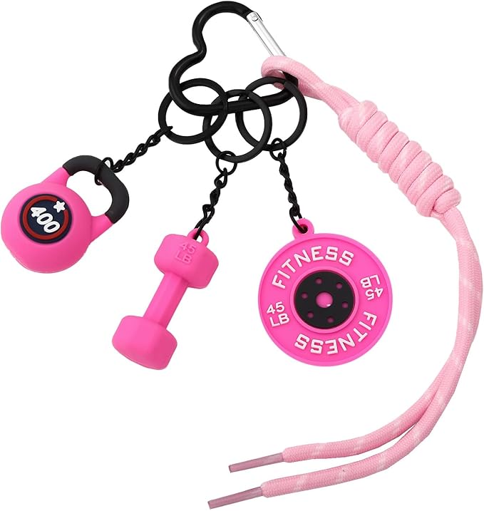 Gym Dumbbell Barbell Kettlebell Keychain - Cute Bag Purse Charms Accessories - Fitness Gift for Women Men