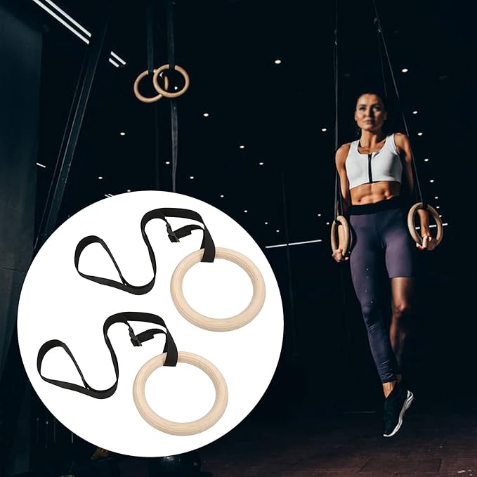 1 Pair Pull Up Training Rings Wooden Gymnastics Rings Gymnastics Rings Gymnastics Rings Suspension for Home Gym WorkoutTraining Rings