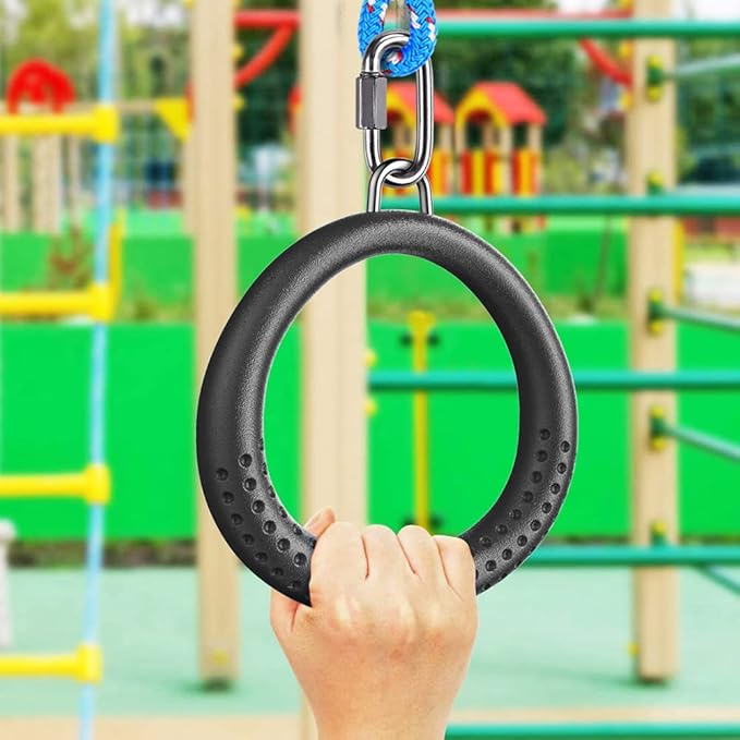 Dolibest 2 Pack of Ninja Gymnastic Rings,Monkey Ring Outdoor Backyard Ninja Accessories Set,Swing Bar Rings Obstacle Course for Training Equipment for Teens,1000LB Capacity