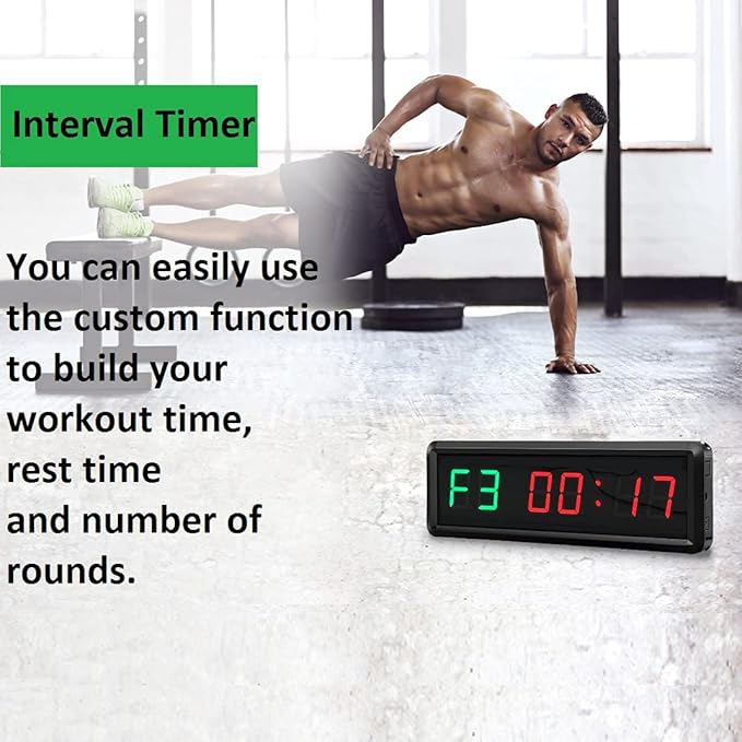 LED Interval Timer Count Down/Up Clock Stopwatch with Remote for Home Gym Fitness