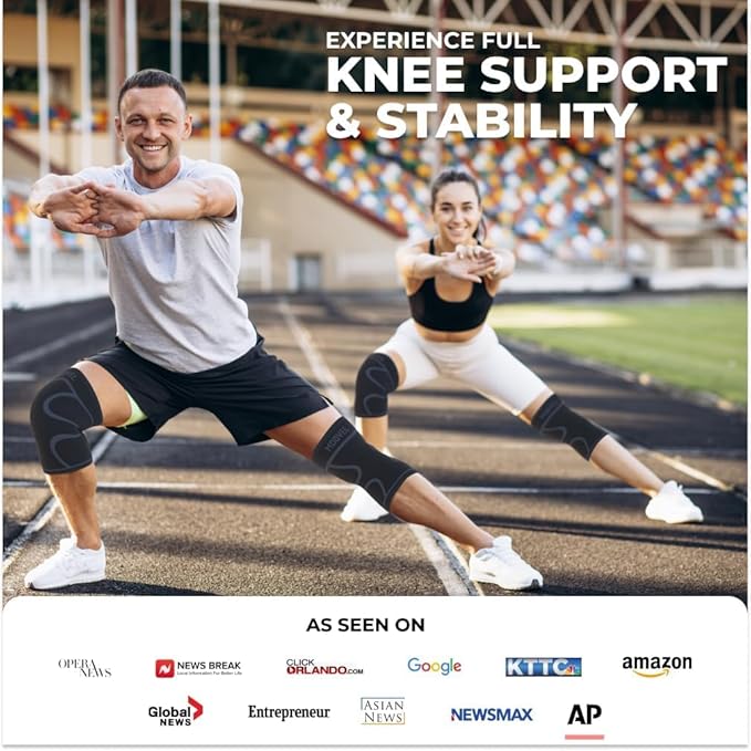 Modvel Knee Braces for Women & Men – 2 Pack Brace Set, Compression Sleeves for Meniscus Tear, ACL & Arthritis Pain Relief, Joint Support and Stability – Black M