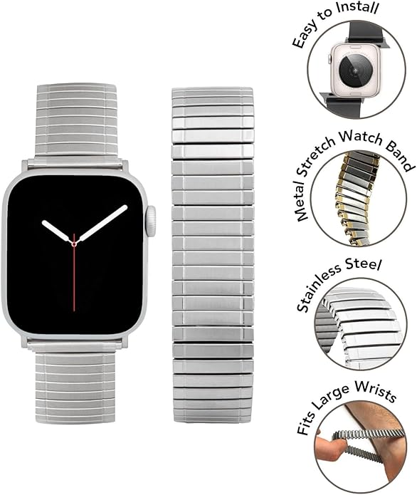 Bandini Stainless Steel Expansion Band for Apple Watch Band 46mm 45mm 42mm 44mm 41mm 40mm 38mm 49mm & Ultra 3, 2 & 1 for Men, Extra Long Stretch Strap Apple Watch Series 11 10 9 8 7 6 5 4 SE & iWatch