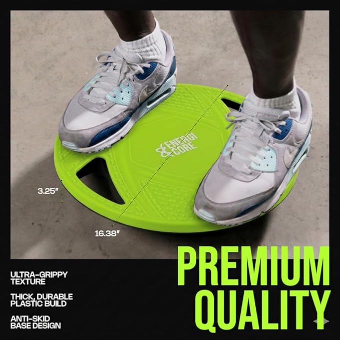 Energi Core Balance Board for Standing Desk and Core Workout - Anti-Slip Surface - Black, Green