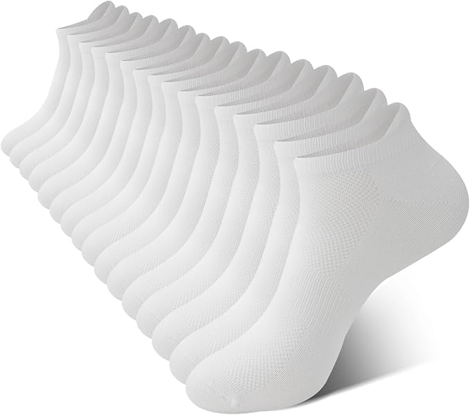 BAMBOO COOL Men's Ankle Socks Athletic Low Cut Heel Tab Cushioned Moisture Wicking, Running Arch Support Breathable, 8 Pack
