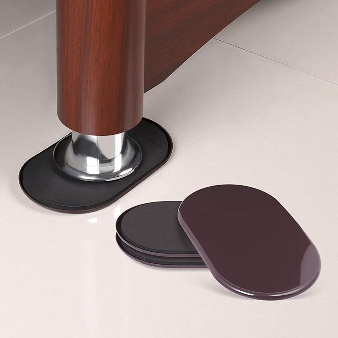 Ezprotekt Large Furniture Sliders for Carpet, 8 Pack 9 1/2" x 5 3/4" Heavy Duty Furniture Movers Sliders for Hardwood Floors, Reusable Oval Furniture Moving Pads, Protect Floor and Easily Move (Brown)