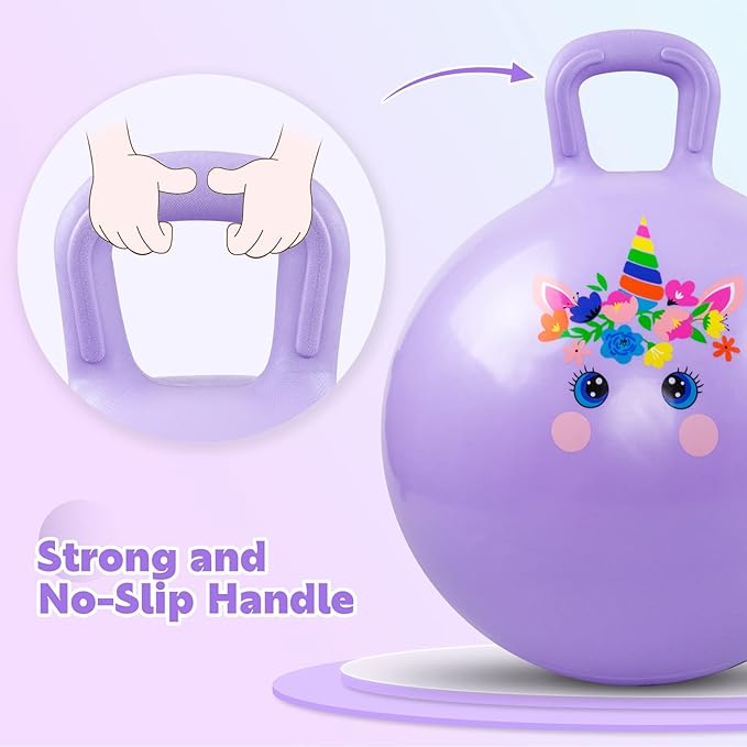 PlayZap Hopper Balls for Kids 3-8, 18 Inches Bouncy Ball with Handle, 18" Inflatable Bouncing Hopper, 45cm Jumping Toys, Garden Hopping Toys Girls Boys Gifts (Light Purple)
