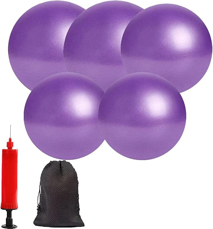 Mini Yoga Balls 6 Inch Exercise Pilates Therapy Balance Micropore Ball Barre Equipment for Home Stability Training Physical Core Training with Pump