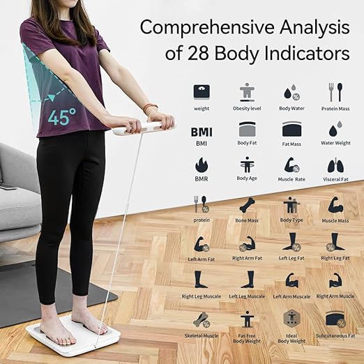 Fitdays Body Health Pod Scale, View 5 Metrics Without Phone, 8-Electrode Smart Scale with BMI Body Fat Muscle Mass, Offline Body Composition Analyzer, FSA&HSA Eligible