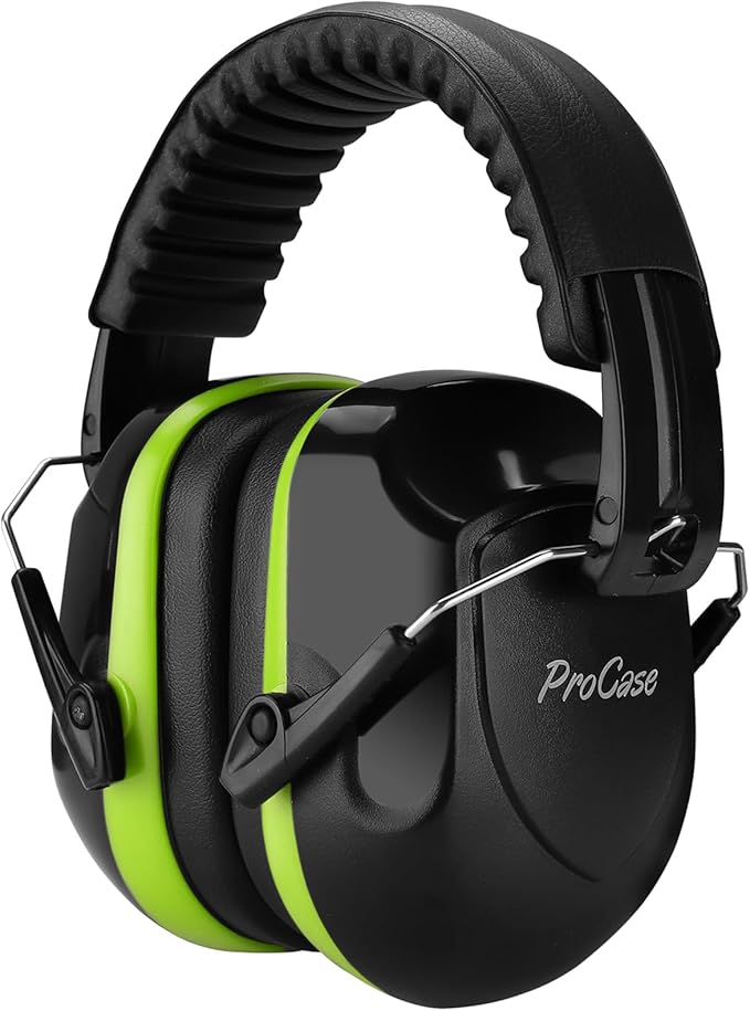 ProCase Noise Reduction Ear Muffs, Sound Proof Ear Protection, NRR 28dB Noise Cancelling Headphones for Adults Kids Autism, Hearing Protection for Mowing -Green