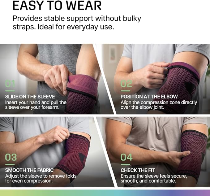Modvel 2 Pack Elbow Brace for Tendonitis and Tennis Elbow Brace for Women and Men, Elbow Compression Sleeve for Pain Relief and Recovery – Elbow Sleeves Weightlifting Men, Sports & Workout, Arm Brace
