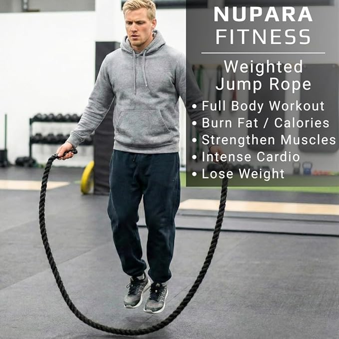 Weighted Jump Rope for Men and Women. Heavy Adult Jump Rope for Fitness, Exercise, Strength, Cardio, and Weight Loss. 2.4lb to 5lb.
