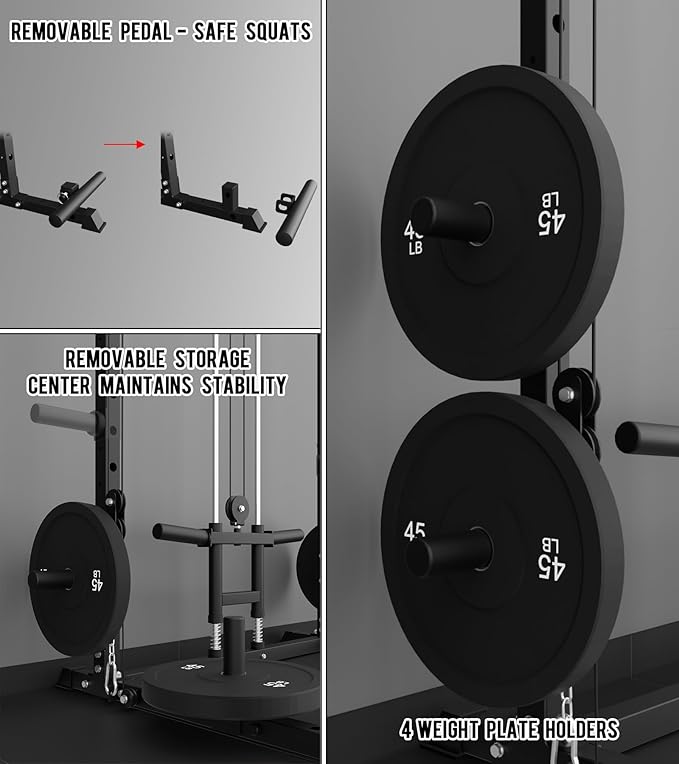 Eonfit E2 Power Cage，1500LB Squat Rack with Cable Crossover System.Multi-Function Power Rack for Home Gum.All-in-One Squat Rack with More Training Attachments