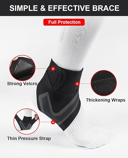 SUJAYU 2 Pack Ankle Brace & Elastic Supports for Men & Women, Ankle Support Ankle Compression Sleeve, Ankle Wrap Ankle Sleeve Ankle Brace for Sprained Ankle (White, Medium)