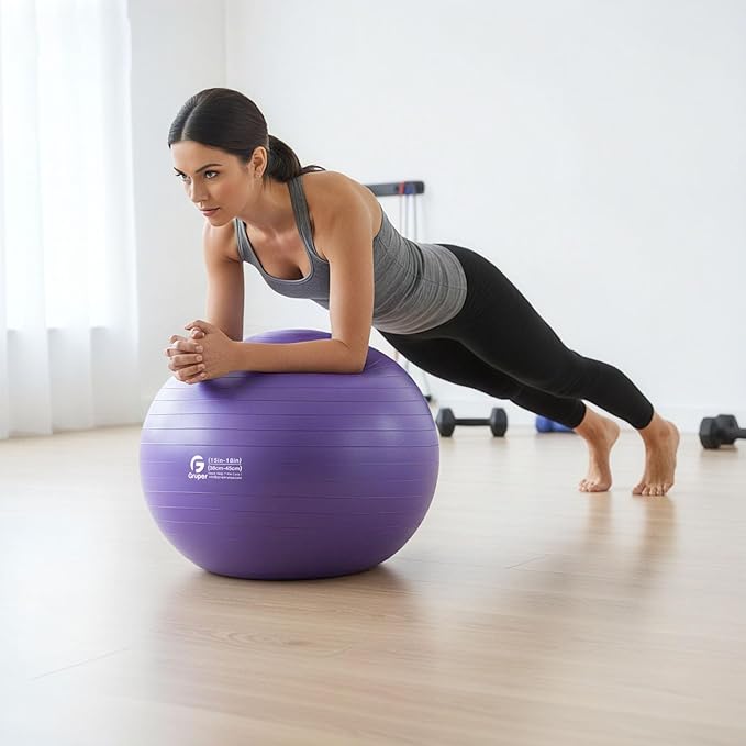 Gruper Yoga and Pilates Ball,4 Sizes 15 inch-30 inch Gym Ball for Fitness, Yoga, Workout, Pregnancy and Physical Therapy,Quick Pump Included,Great as Yoga Ball Chair for Office or Home Gym Equipment