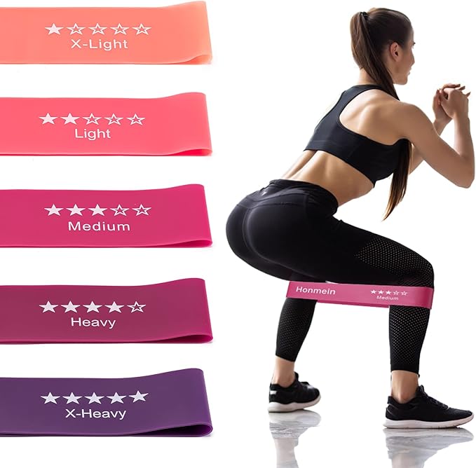 Honmein Resistance Bands for Working Out, Exercise Bands with 5 Resistance Levels Fit for Home Fitness, Strength Training, Natural Latex Resistance Band Include Instruction Guide and Carry Bag