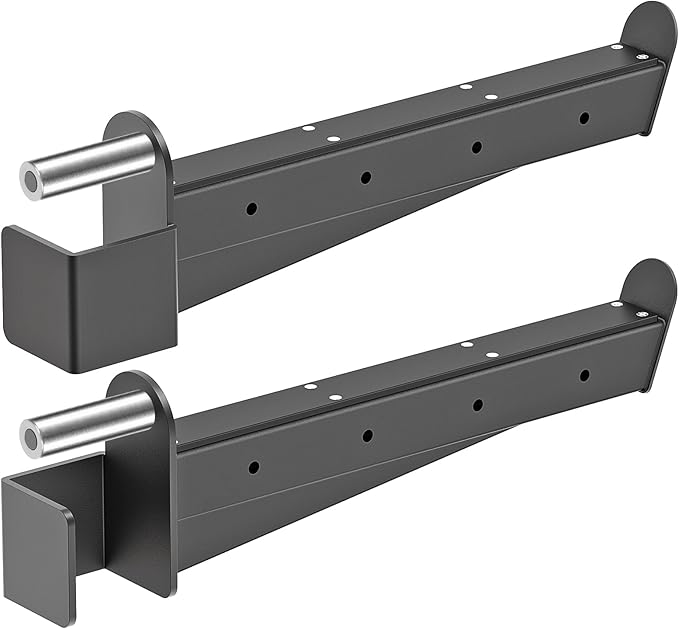 Kipika Safety Spotter Arms for 3" x 3" Power Racks with 5/8" & 1" Holes - Heavy Duty Barbell Safety Catches with Rubber Pad - Adjustable and Easy to Install - Set of 2