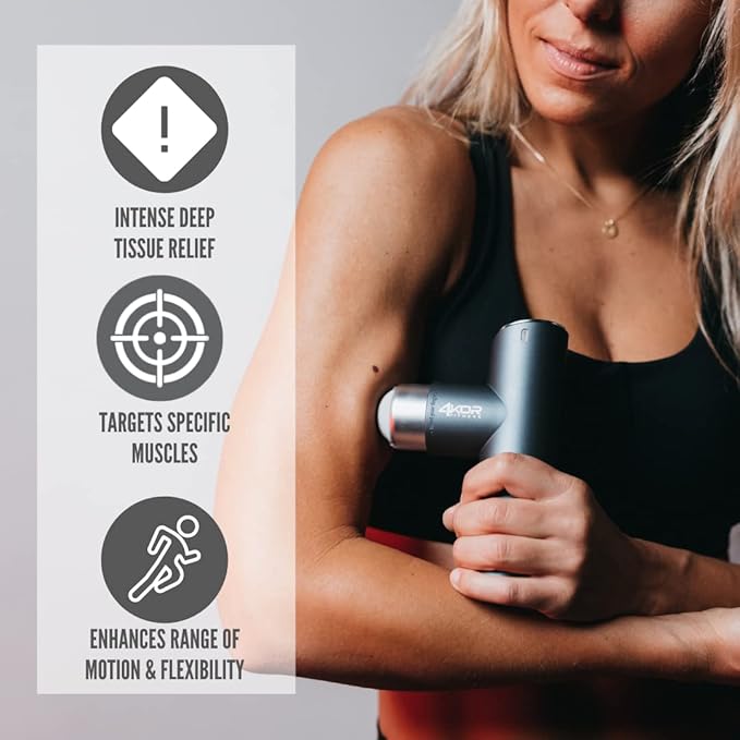 4KOR Fitness Mini Percussion Massage Gun, Rechargeable Handheld Stimulation, Deep Tissue Vibration Massager, Ultra Quiet